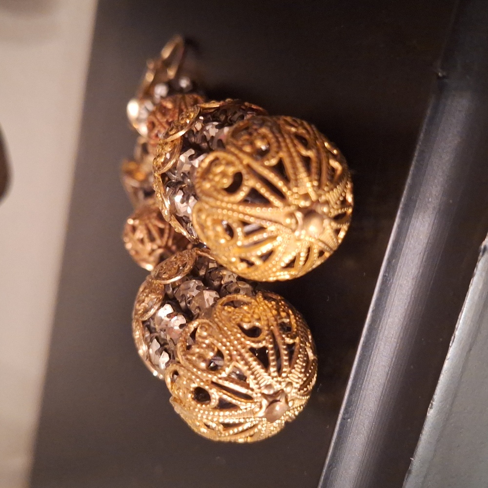 1960s Castlecliff Rhinestone Earrings. Marked. - Picture 7 of 14